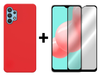 SKLO + KRYT 2v1 pre Samsung Galaxy A32 5G - Silikónový Zadný kryt MATT červený
