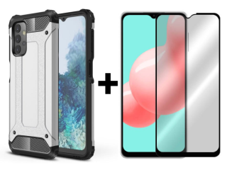 SKLO + KRYT 2v1 pre Samsung Galaxy A32 5G - Tvrdený Zadný kryt HYBRID sivý