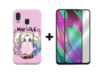 9D SKLO + PÚZDRO 2v1 pre Samsung Galaxy A40 Harley Quinn 01