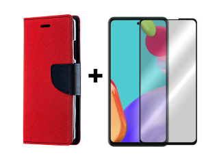 9D SKLO + PÚZDRO 2v1 pre Samsung Galaxy A52 / A52 5G / A52s Fancy červené