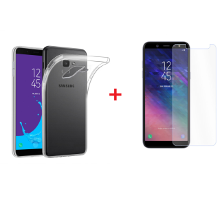 SKLO + PÚZDRO 2v1 pre SAMSUNG GALAXY J6 Plus (2018) priesvitné