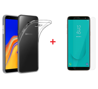 SKLO + PÚZDRO 2v1 pre SAMSUNG GALAXY J4 Plus (2018) priesvitné