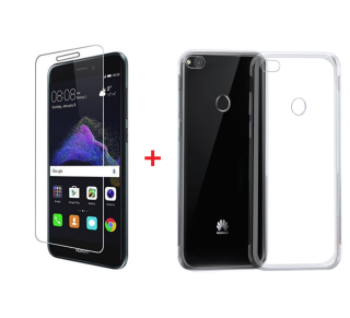 SKLO + PÚZDRO 2v1 pre HUAWEI P8 / P9 Lite (2017) / Honor 8 Lite priesvitné