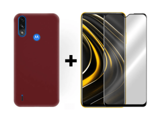 9D SKLO + PÚZDRO 2v1 pre Motorola E7 Power bordové