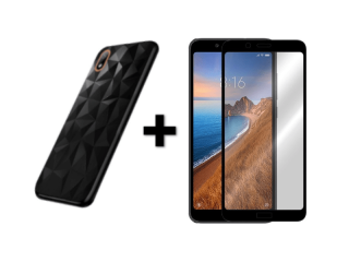 9D SKLO + PÚZDRO 2v1 pre Xiaomi Redmi 7A prism čierne