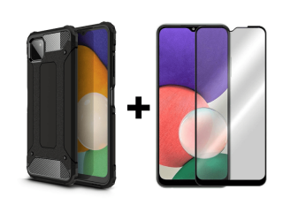 9D SKLO + PÚZDRO 2v1 pre Samsung Galaxy A22 5G - armor čierne