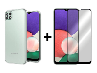 9D SKLO + PÚZDRO 2v1 pre Samsung Galaxy A22 5G - priesvitné