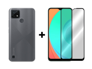 9D SKLO + PÚZDRO 2v1 pre Realme C21 priesvitné