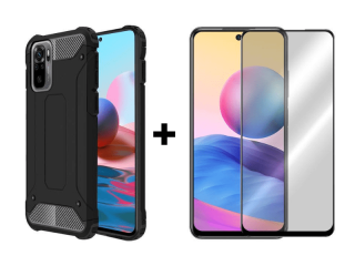 9D SKLO + PÚZDRO 2v1 pre Xiaomi Redmi Note 10 / 10s Armor čierne