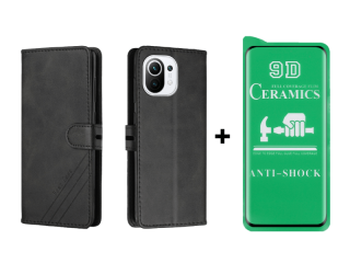 KERAMICKÁ FÓLIA + PUZDRO pre Xiaomi Mi 11 - Knižkové Solid čierne
