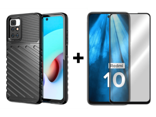 9D SKLO + PÚZDRO 2v1 pre Xiaomi Redmi 10 / Redmi 10 2022 - Thunder čierne