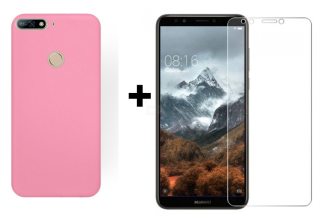 SKLO + PÚZDRO 2v1 pre HUAWEI Y7 (2018) Ružové