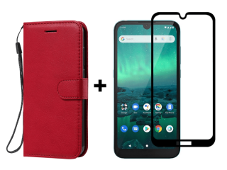 9D SKLO + PÚZDRO 2v1 pre Nokia 1.3 - Knižkové puzdro Solid červené