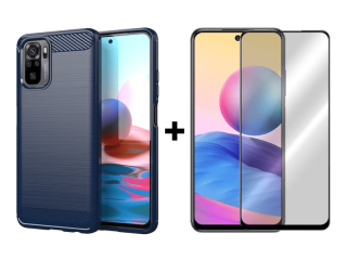 9D SKLO + PÚZDRO 2v1 pre Xiaomi Redmi Note 10 / 10s - Carbon modré