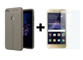 SKLO + PÚZDRO 2v1 pre HUAWEI P8 / P9 Lite (2017) / Honor 8 Lite Litchi sivé