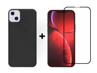 9D SKLO + PÚZDRO 2v1 pre Apple iPhone 13 Mini - silikónové čierne