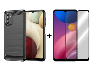 9D SKLO + PÚZDRO 2v1 pre Samsung Galaxy A13 5G / A04s - carbon čierne