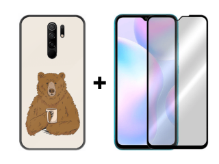 9D SKLO + PÚZDRO 2v1 pre Xiaomi Redmi 9 - Pattern 007