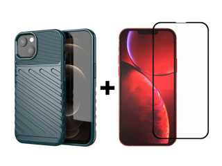 9D SKLO + PÚZDRO 2v1 pre Apple iPhone 13 - Thunder zelené
