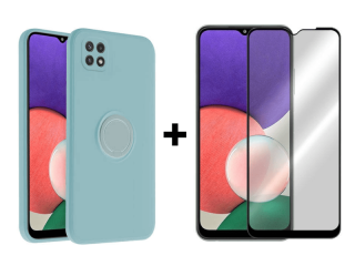 9D SKLO + PUZDRO 2v1 pre Samsung Galaxy A22 5G - Velvet Finger zelený
