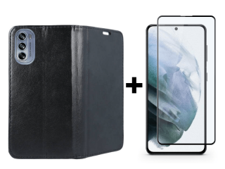9D SKLO + PUZDRO 2v1 pre Motorola Moto G62 5G - Knižkové Smart Magnet čierne
