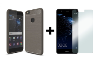 SKLO + PÚZDRO 2v1 pre HUAWEI P10 Lite Carbon sivé