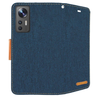 Knižkové puzdro pre Xiaomi 12 Lite - CANVAS modro hnedé