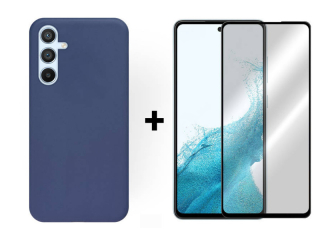 9D SKLO + PUZDRO 2v1 pre Samsung Galaxy A54 5G - Silikónové modré