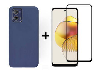 9D SKLO + PUZDRO 2v1 pre Motorola Moto G73 5G - Silikónové modré