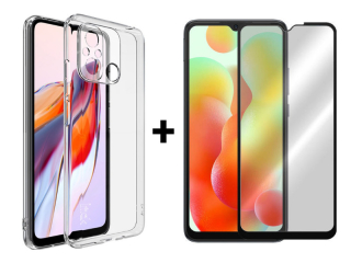 SKLO + PUZDRO 2v1 pre Xiaomi Redmi 12C - Silikónové priesvitné