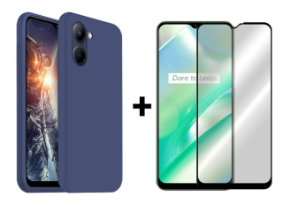 9D SKLO + PUZDRO 2v1 pre Realme C33 - Silikónové modré