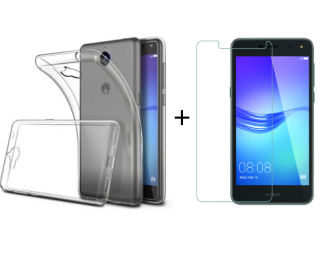 SKLO + PUZDRO 2v1 pre HUAWEI Y6 2017 - silikónové priesvitné