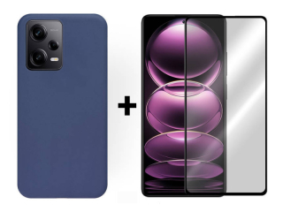 SKLO + PUZDRO 2v1 pre Xiaomi Redmi Note 12 Pro 5G - Silikónové modré