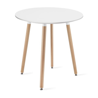 Okrúhly stôl KAMI 60 cm – biely / prírodné nohy