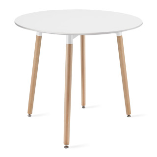 Okrúhly stôl KAMI 80 cm – biely / prírodné nohy