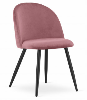 BELLO stolička - tmavoružový zamat / čierne nohy x 1