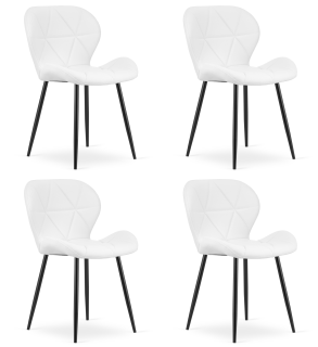 Stolička MANGO - biela ekokoža / čierne nohy x 4