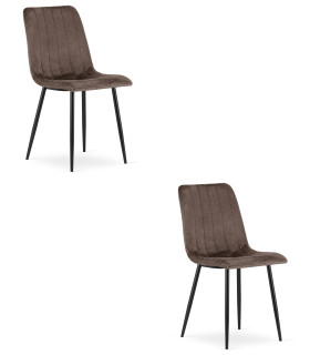 Stolička LAVA - tmavohnedý zamat / čierne nohy x 2