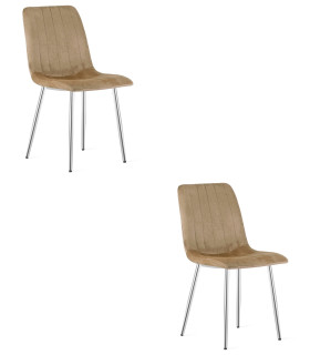 Stolička LAVA - zamatovo hnedá / chrómové nohy x 2