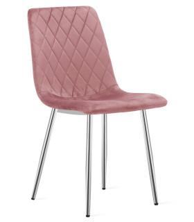 Jedálenská stolička TURIN – tmavoružový zamat, chrómové nohy