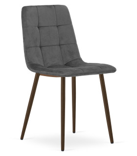 Jedálenská stolička KARA – tmavosivý zamat, nohy z orechového dreva