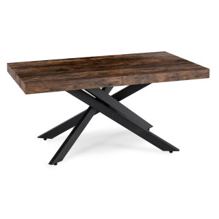Rozkladací stôl HAMPTON – 160–240 cm, rustikálny dub, čierna podnož