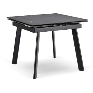 Keramický stôl LARES – 90–150 cm, čierny mramor, čierna podnož