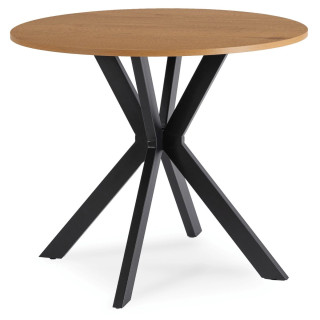 Okrúhly stôl LAUREN – 80 cm, zlatý dub, čierna podnož