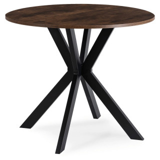 Okrúhly stôl LAUREN – 80 cm, rustikálny dub, čierna podnož