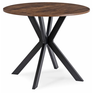 Okrúhly stôl LAUREN – 90 cm, rustikálny dub, čierna podnož