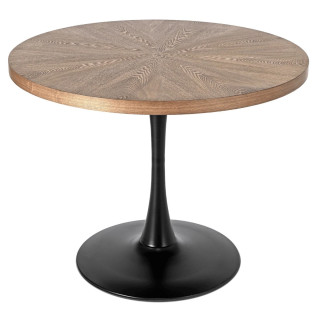 Okrúhly stôl LINO – 100 cm, orech, čierna podnož