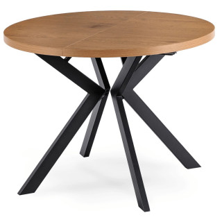 Rozkladací stôl LUKAS – 100–250 cm, zlatý dub, čierna podnož