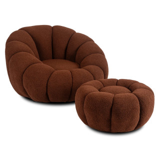 Relaxačné kreslo PETTIT – hnedá látka boucle