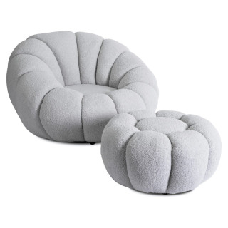 Relaxačné kreslo PETTIT – sivá látka boucle